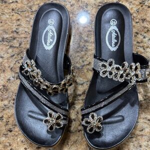 Catalina Black and Silver Embellished Sandals